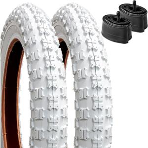 YUNSCM 2-PCS 12.5" Kid Bike Tires 12  X 2  (62-203) and 12.5" Bike Tubes Schrader Valve Compatible with 12.5 x 2.25 12 1/2 x2 1/4 Mountain Bike Bicycle Tires and Tubes (Y-556)-White