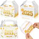 Tenceur 30 Pack Graduation Party Favors Boxes with 2025 DIY Sticker Large Capacity Graduation Treat Cookie Candy Gift Boxes for Class of 2025 Congrats Grad College Party Favors(White and Gold)