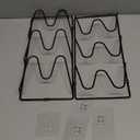 2-Pack Pot Lid Organizer, 6-Tier Pots & Pans Lid Holder Organizer for Cabinet or Wall/Door Kitchen Storage, No-Drill Adhesive Mount, Space-Saving Solution (Black)