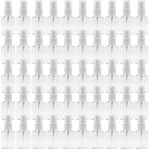 50 Pack 1 oz/30ml Empty Mini Clear Plastic Spray Bottles With Lid Fine Mist Travel Size Bottle Refillable Liquid Containers for Cosmetics,PerfumesSampleEyeglass Cleaner,30pwbj