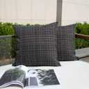 Kevin Textile Pack of 2 Decorative Outdoor Waterproof Throw Pillow Covers Stripe Square Pillowcases Modern Cushion Cases for Patio Couch Bench 20 x 20 Inch Black