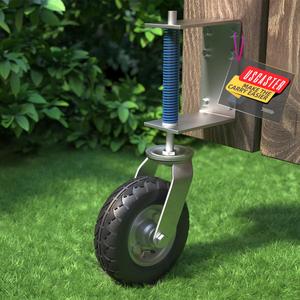 Heavy Duty 8Inch Gate Wheel for Wooden or Metal Gate Inflatable Tire,Spring-Loaded, 400lb Capacity,360-Degree Rotation, with Screws & Spanner