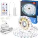 WOBANE White LED Strip Lights, Dimmable LED Light Strip Kit, 16.4ft Flexible Tape Lights for Bedroom,Kitchen,Under Cabinet,Bright 6500K Daylight, LED Mirror Lighting for Vanity Makeup Dressing Table