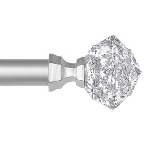 TONIAL Curtain Rods 32 to 58 Inch(2.6 to 4.8 ft), Telescoping Splicing 3/4 Single Rods for Windows 20 to 53 Inch(1.7 to 4.4 ft) Decorative Drapery Rod with Translucent Diamond Finial, Silver