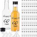 Bokon 50 Pcs Cheers to 60 Years Mini Liquor Bottles 1.7 oz Mini Wine Bottles for Guests Women Men 60th Birthday Anniversary Wedding Celebration Party Favors