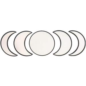 TOPINCN 5Pcs Moon Phase Mirror Set, Acrylic Wall Decorative Mirror Wooden Frame Moon Phase Mirror Home Decor Wall Hanging Mirror for Home Living Room Bedroom Decor (Black)