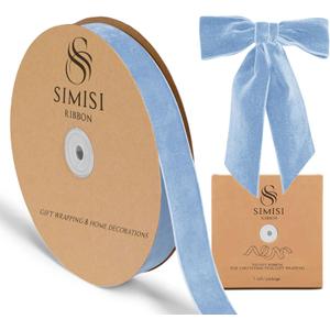 Blue Velvet Ribbon 1'' 25 Yards for Christmas Tree, Gift Wrapping, Flower Bouquet, Wreath Decorations, Bow Making