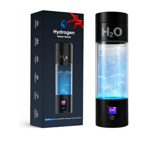Hydrogen Water Bottle Generator - 6000PPB High Concentration, SPE PEM Tech, Portable 9Oz Hydrogen Water Ionizer, Rechargeable Rapid Hydrogen Boost, Travel Friendly with Bottle Adapter, Black
