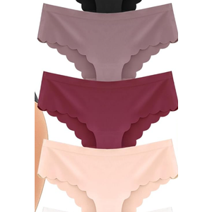FINETOO 4 pack Seamless Underwear for Women Sexy Low Rise Hipster Wave Edge No Show Bikini Panties Womens Cheeky M