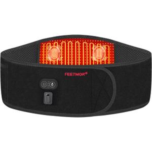 Heated Waist Belt, Cordless Heating Pad for Low Back, Electrical Heating and Massage, Rechargeable Battery Powered (Adjustable, Black)