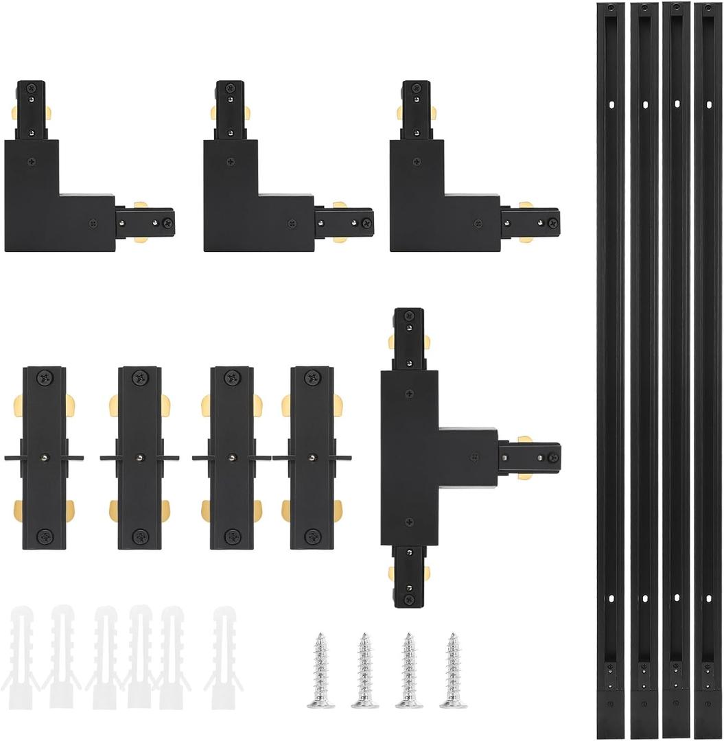 H Track Lighting Rails Kit H Type Track Rails Compatible with Single Circuit 120V H Style Track System for H LED Track Lighting Heads(Black 13.2ft)