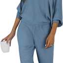 PRETTYGARDEN Two Piece Sets for Women 2026 Casual Ribbed Knit Off Shoulder Tops Lounge Pants Fall Tracksuits Winter Clothes