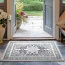 EVERGRACE Faux Wool Area Rugs 2'x 3' Boho Medallion Rugs for Living Room Indoor Outdoor Rugs for Bedroom Dining Room Entryway Kitchen Low Pile Washable Floor Mat Carpet, Misty Gray