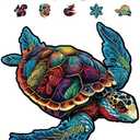 CRAFTHUB Animal Wooden Puzzles for Adults – A3 Vibrant Sea Turtle with 122 Pieces – Jigsaw Puzzles with Unique Animal Shapes – 10.7" x 10.3"