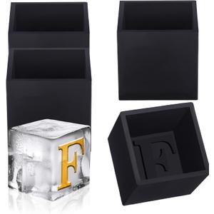 4 Pcs 2" Monogrammed Ice Cube Molds Whiskey Gift for Men Personalized Custom Letter Silicone Ice Molds for Whiskey Lovers, for Birthday and Christmas(Letter F)