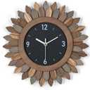 Honiway Wall Clock Battery Operated 12 in Rustic Wood Boho Sunburst Decorative Wall Clock Silent Non Ticking Farmhouse Small Wall Clocks for Living Room Kitchen Bathroom Bedroom Decor (Tricolor)
