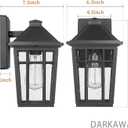 Darkaway Outdoor Sconce Lights Wall Light Fixtures, Front Porch Light Outdoor Wall Anti-Rust Waterproof Aluminum with Glass Exterior Light Fixture for Patio, Yard, Doorway, Garage (2 Pack, Black)
