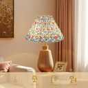 2pcs Pleated Lamp Shade, Modern Printing Flowers Lampshades for Table Lamps Floor Lamps, Barrel Lampshade Replacement for Bedroom, Cute Lamp for Living Room Home Office Decor