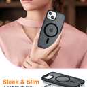2 x Designed for Magnetic iPhone 14 Case & iPhone 15 Case,[Compatible with MagSafe] [Military Grade Drop Protection] Slim Translucent Matte Shockproof with Anti-Fingerprint Phone Case 6.1"-Black