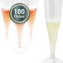 Reli. Champagne Flutes Plastic | 100 Pack | 4.5 oz - Silver Glitter | Premium Plastic Champagne Flutes | Party-Perfect for Celebrations