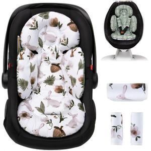 Newborn Car Seat Insert, Head and Body Support, Reversible Infant Insert Compatible with Baby Carseat, Stroller, Mamaroo Swing, Rocker, Bassinet, Bouncer. Baby Car Seat Cushion - Rabbit