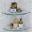2 Sets Glass Shower Shelves - Corner Shower Shelf Organizer for Soap & Shampoo, Adhesive Bathroom Shelf, No Drilling