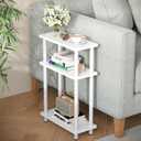 Apicizon Small Narrow Side Table, 3-Tier Skinny End Table with Storage Shelf, Slim Nightstand Bedside Table for Small Spaces, Living Room, Bedroom, White