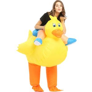 Inflatable Duck Costume Adult Ride On Duckie Blow Up Animal Halloween Party Suit