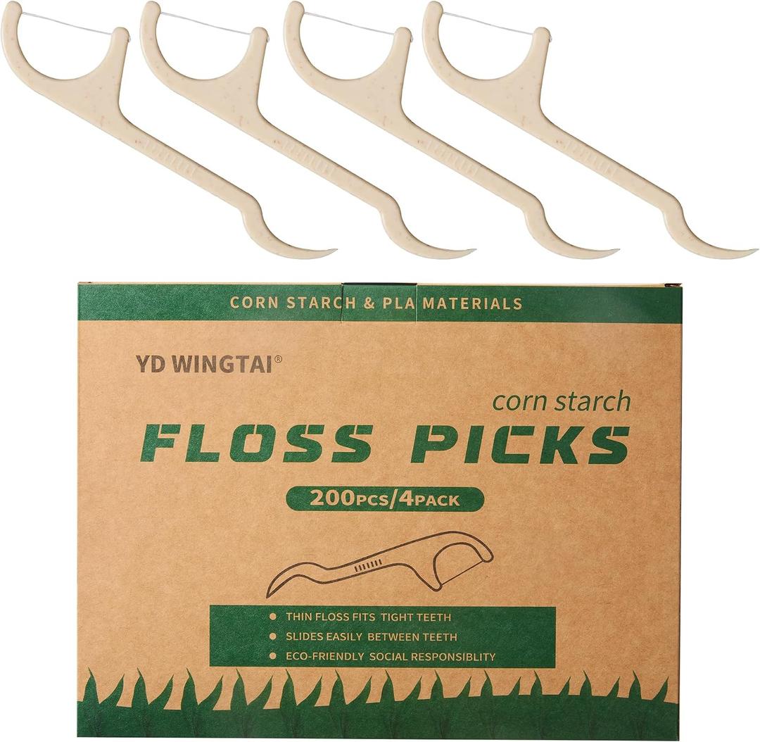Floss Picks Tooth Picks Sticks Dental Flossers Biodegradable Wooden Grin Glide Tools for Adults Teeth Cleaning