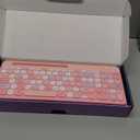 Retro Wireless Keyboard with Round Keycaps, 2.4GHz Full-Size USB Cute Wireless Keyboard Mouse for Computer, Desktop, Laptop and Computer (Pink-Colorful)