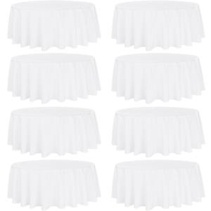 Fivenl 8 Pack Premium Round Tablecloth 120 Inch Round Table Covers Washable Polyester Fabric Round Table Clothes for Wedding Party Reception Banquet Buffet Restaurant (White, 120 Inch)