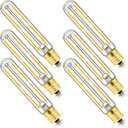 E17 T6.5 LED Tubular Filament Bulb,Dimmable 4W Led Tube Bulbs, 500lm, 2700K Warm White, 40 Watt Incandescent Bulb Equivalent, for Exit Sign Light, Refrigerator, Freezer, 6 Pack.