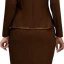 Coffee Two Piece Skirt Sets for Women Business Elegant Blazer and Skirt Dress Suits Party Evening (Brown, X-Large)