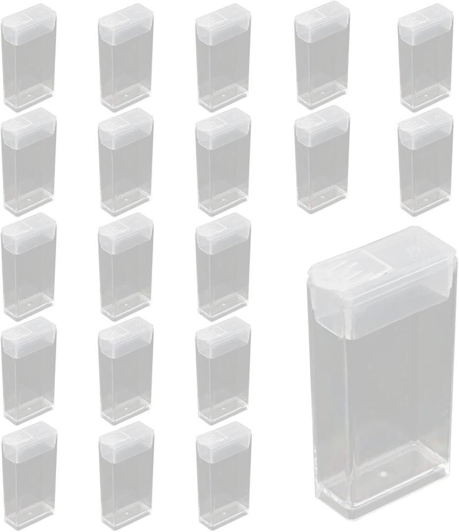 20 Pack Transparent Bottles Diamond Embroidery Storage Jars Small Beads Storage Container Refills Clear Plastic Storage Box for DIY Stitch Tools Nail for Small Object (Rectangular) (Bulk)