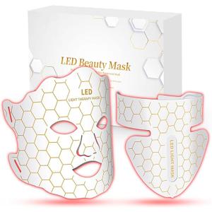 Yahi LED Face Mask Light Therapy, Red Light Therapy for Face, 175 High-Density Light Beads, 7-1 Colors LED Facial Skin Care Mask, White