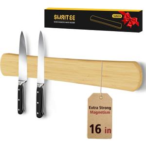 Swaitee Magnetic Knife Holder for Wall, 16 Inch Bamboo Magnetic Knife Strip, Kitchen Storage Organizer, Fridge Side Mount, Housewarming Gifts for New Home