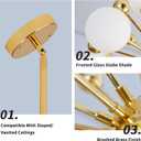 KCO Lighting Sputnik Chandelier Lighting Fixture Gold Mid Century Modern Hanging Pendant Light, Frosted Glass Modern Ceiling Pendant Light Living Room Dining Room (11 Lights)