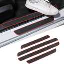 4PCS Car Door Sill Plate Protectors, Auto Door Entry Guards Sill Scuff Cover Panel Step Protector, PVC Rubber Anti-Scratch Front Rear Door Pedal, Car Accessories for Most Vehicles (Black/Red)