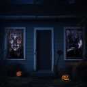 Chanaco Halloween Window Silhouette Decorations Scary Ghost Curtains Courtyard Decor Horror Garage Door Halloween Decoration