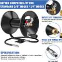 MEKOH Pressure Washer Hose Reel 100ftx3/8/130ftx1/4, 4000PSI Heavy Duty Power Washer Hose Reel with M22-14 Fitting, Hand Crank Metal Reel with Wall/Trailer/Van Mount, Manual Hose Reel for Water