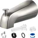 Enhon Tub Spout, Universal Fits 1/2'' Copper Pipe, 1/2'' IPS and 3/4'' IPS, Bathroom Bathtub Tub Faucet Replacement with Adapters(with Diverter,Brushed Nickel)