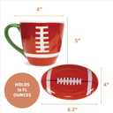Football Mug Coffee Novelty Ceramic Mug & Cute Football Themed Spoon & Coaster Tray Dish, Great Football Sports Gifts Idea, For Men, Women, Great for Holidays, Birthdays, Fathers Day Etc.