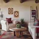 SPBL&L Floral Mexican Wall Art, Boho Abstract Flower Poster Hanger Frame, Burnt Orange Terracotta Botanical Hanging Canvas Pictures Prints Wall Decor for Home Bedroom, 12x16 Inch Set of 2
