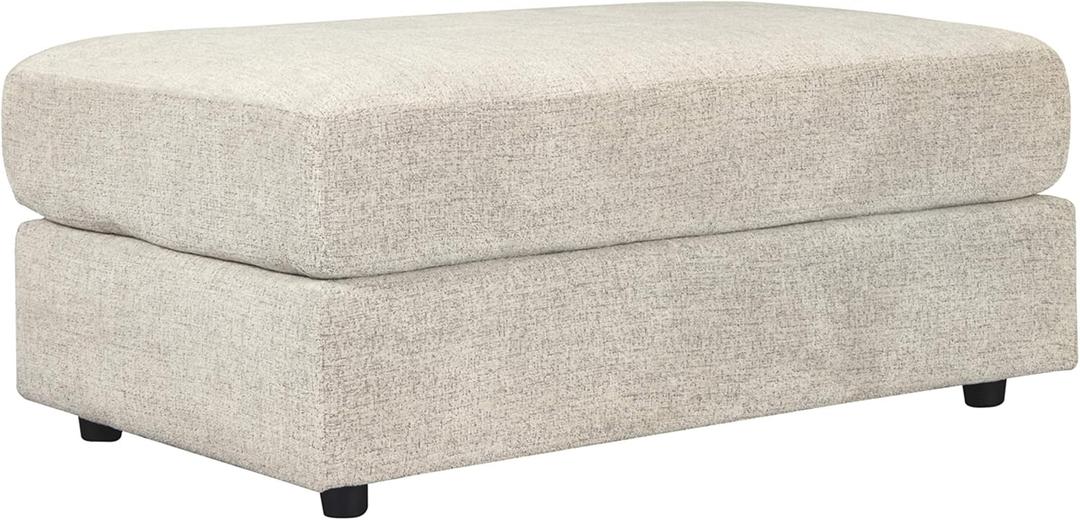 Signature Design by Ashley Soletren Contemporary Chenille Oversized Ottoman, Off-White, 26"D x 48"W x 20"H