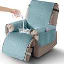 Timeles Velvet Recliner Chair Cover, 100% Waterproof Recliner Covers That Stay in Place with Pocket for Pets & Dogs (Medium: 25", Sky Blue)