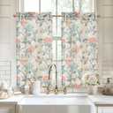 DriftAway Kitchen Curtain Floral Tier Linen Short Botanical Print Cafe Curtains 45 Inch Length for Living Room Bathroom Ada Farmhouse Rustic Drapes Rod Pocket 2 Panels Multi Ada Multi