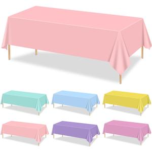 12 Pack Pastel Tablecloths, 87x51'' Ice Cream Colorful Plastic Disposable Rectangle Table Covers, Pastel Rainbow Mix Color Decorations for Birthday, Rainbow Party, Ice Cream Themed Party, Baby Shower