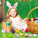 Pinkiwine 24 PCS Easter Mochi Squishy Toys Stress Relief Squishies for Kids Boys Girls Toddlers Easter Basket Stuffers Fillers Gifts Party Favors