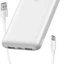 Belkin Portable Charger, USB-C Power Bank 10000 mAh w/ 1xUSB-C Port & 2xUSB-A Ports, 15W w/Type-C to Type-A Cable for iPhone 17, Samsung Galaxy S25, Nintendo Switch 2, Google Pixel 10, etc. - White