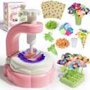 Bo-Toys DIY Fabric Flower Bouquet Kit  Kids Arts & Crafts Set with Embossing Machine, 28 Flowers, Vase & Base  Creative Preschool Activity Gift for Girls and Boys